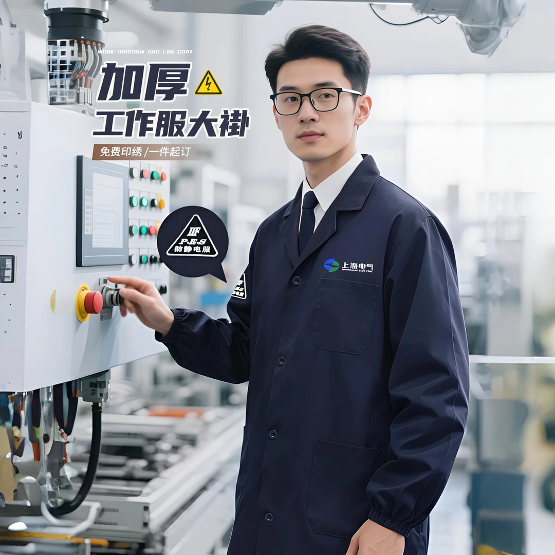 加厚防静电工作服大褂定制工厂车间电气工程师长款耐磨劳保罩衣男