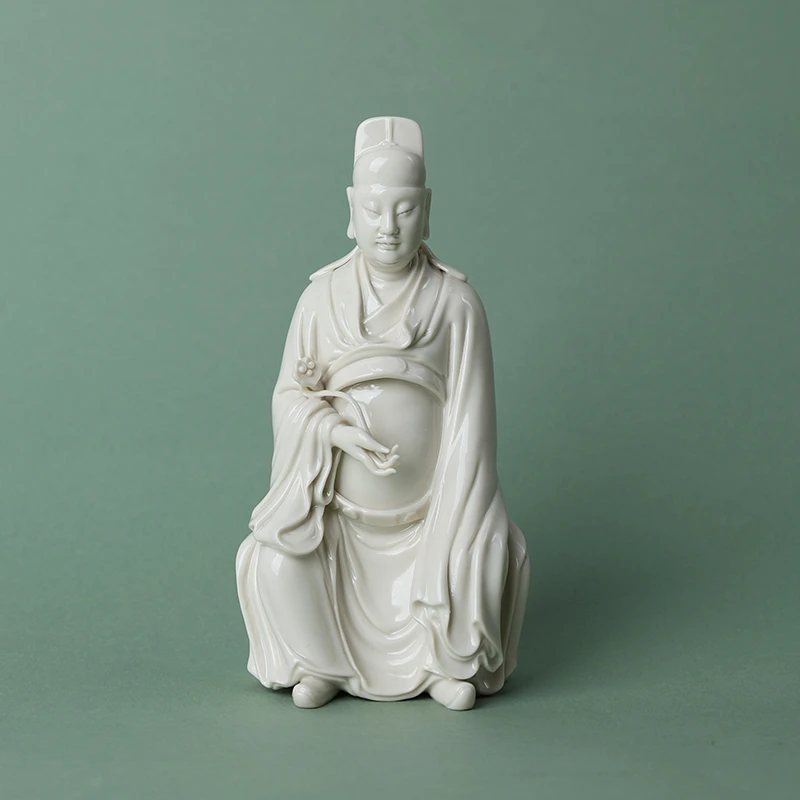 何白全手工小文昌德化传统瓷雕艺术摆件陶瓷白瓷中式桌面学习守护