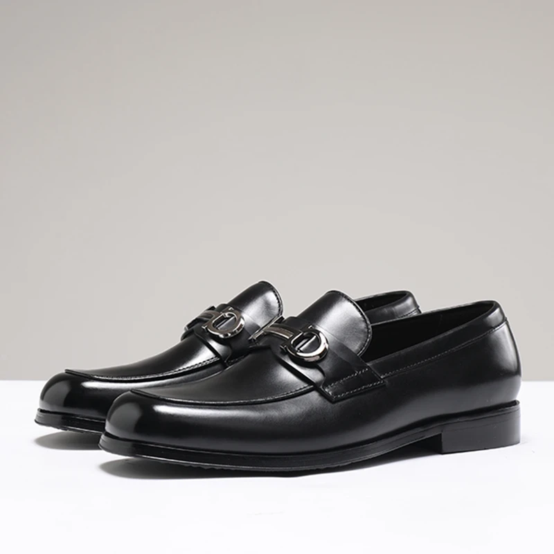 新款高档手工男士皮鞋商务休闲乐福鞋英伦风头层牛皮潮流春夏单鞋