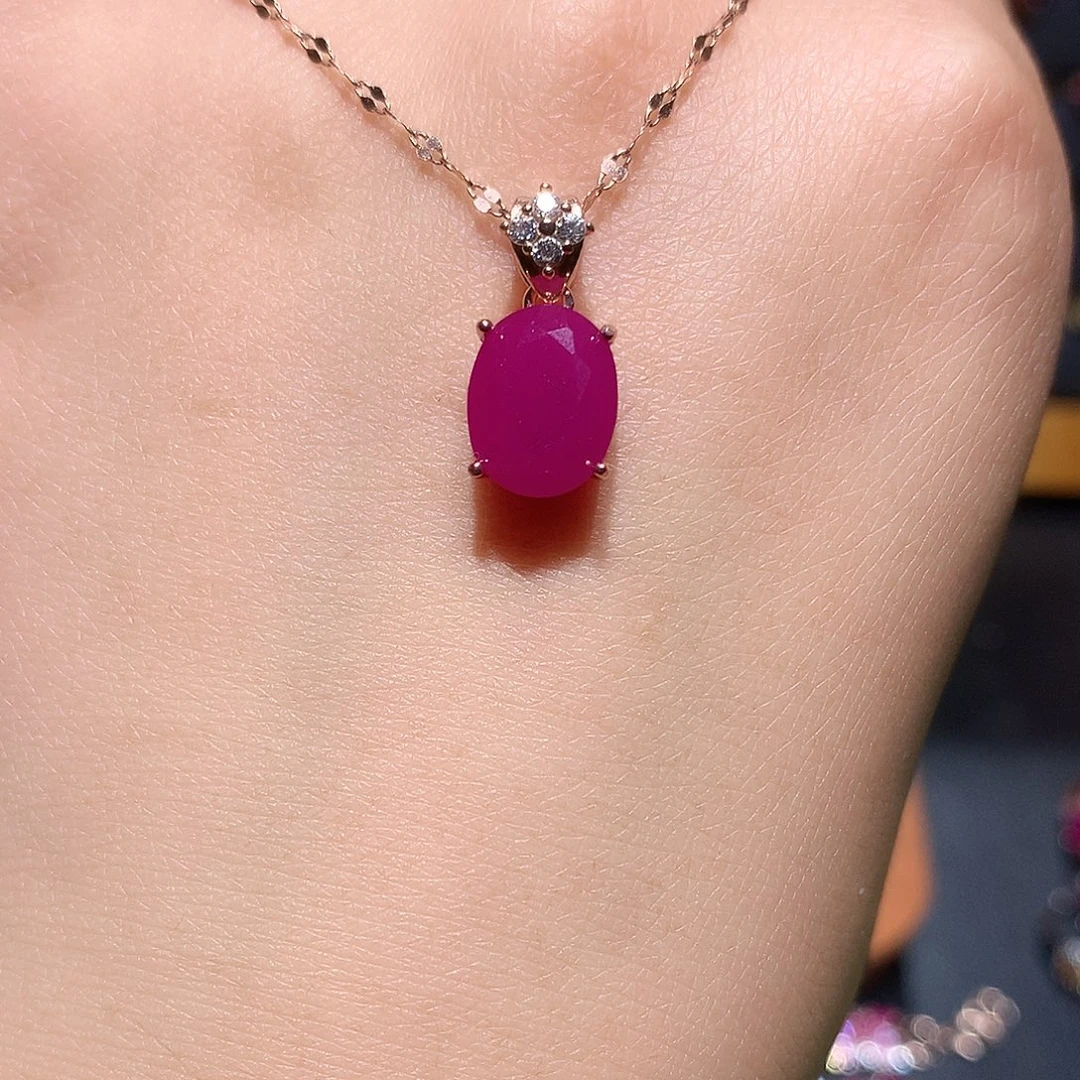 红宝石吊坠(赠链)银S925镶嵌