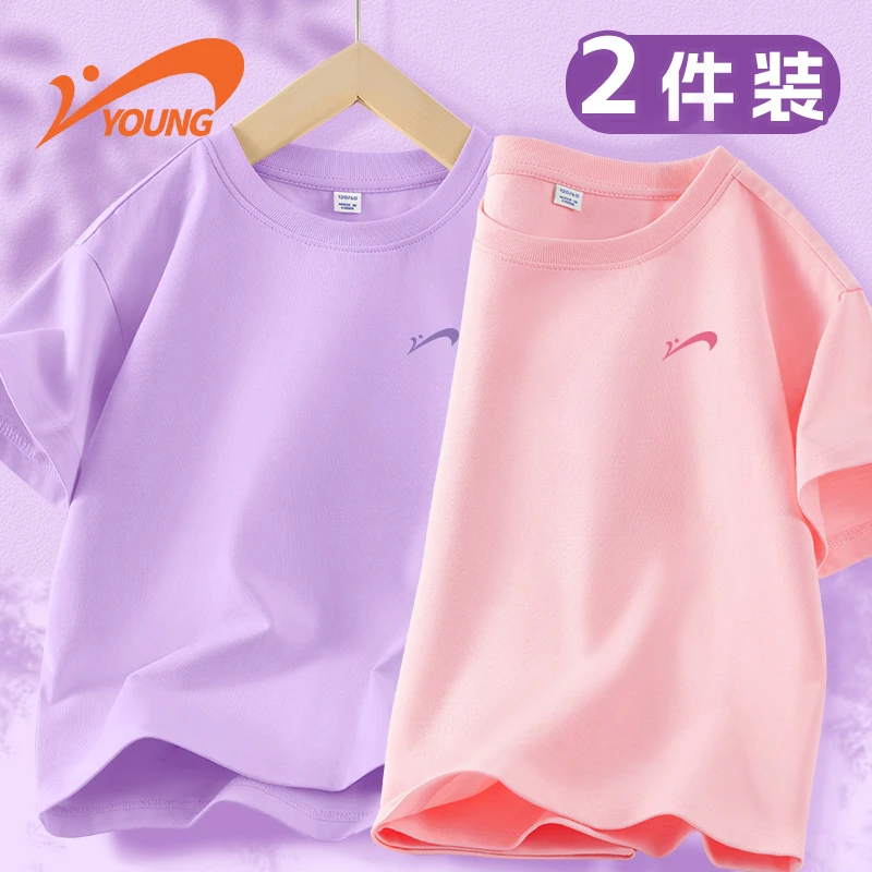 贵人鸟童装女童短袖t恤儿童夏季衣服2025新款中大童上衣女孩衣服