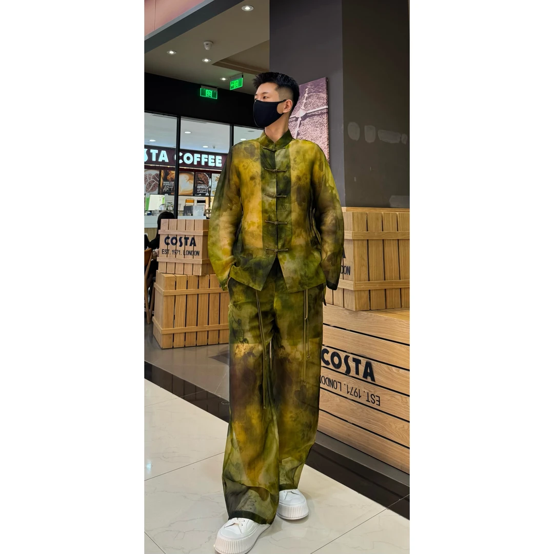 【YSFZ】高定限量！桑蚕丝手工扎染新中式衬衫（配套裤子在其他链接）