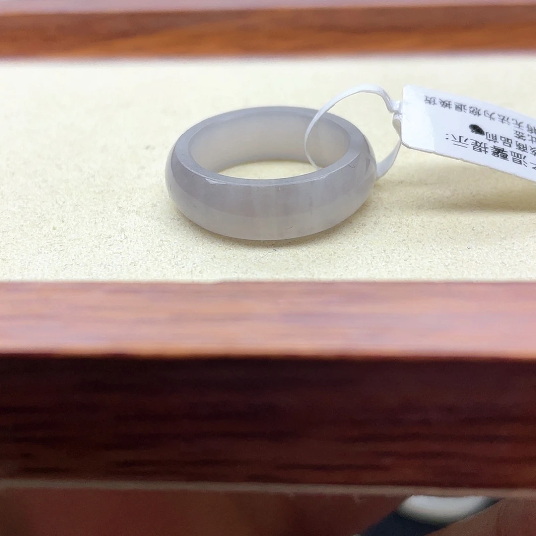 和田玉戒指未镶嵌烟紫泥鳅背16号