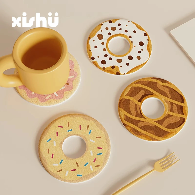 甜甜圈圆形杯垫桌面沥水垫办公室茶杯水杯置物垫硬硅藻泥