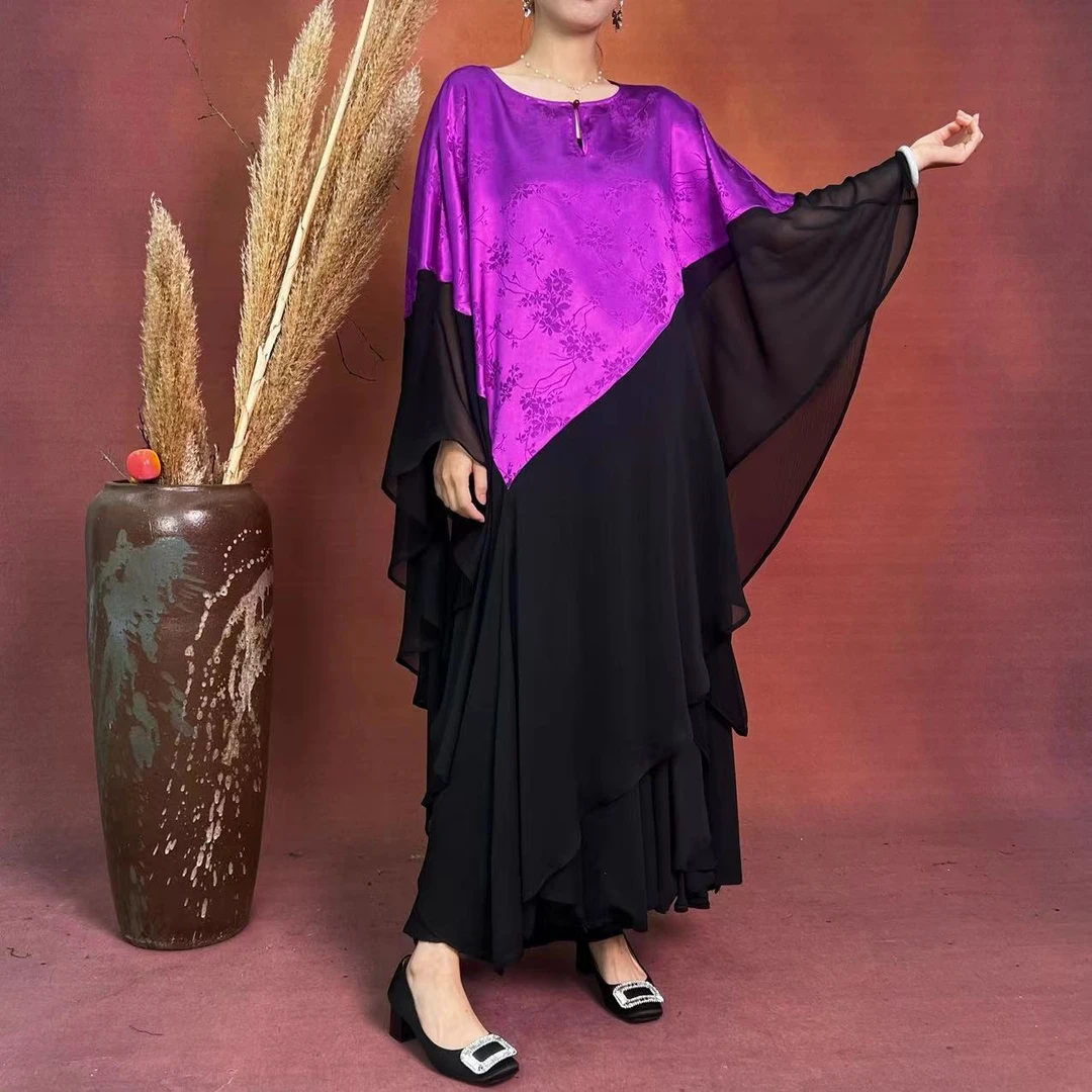 【大海轻奢】L24218新款葡萄紫暗影刺绣中式盘扣夏季设计师款斗篷