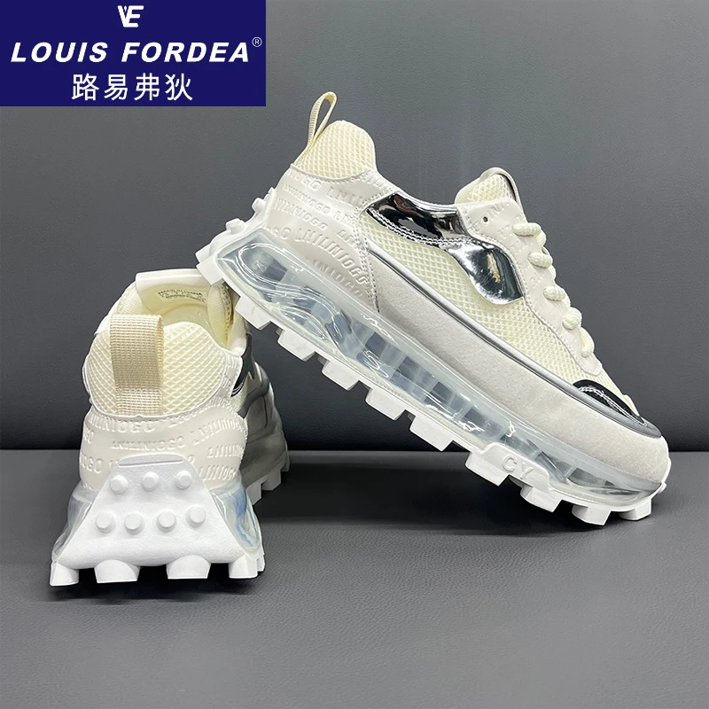 Louis Fordea/路易弗狄老爹鞋男款轻奢百搭休闲鞋男士透气网面鞋