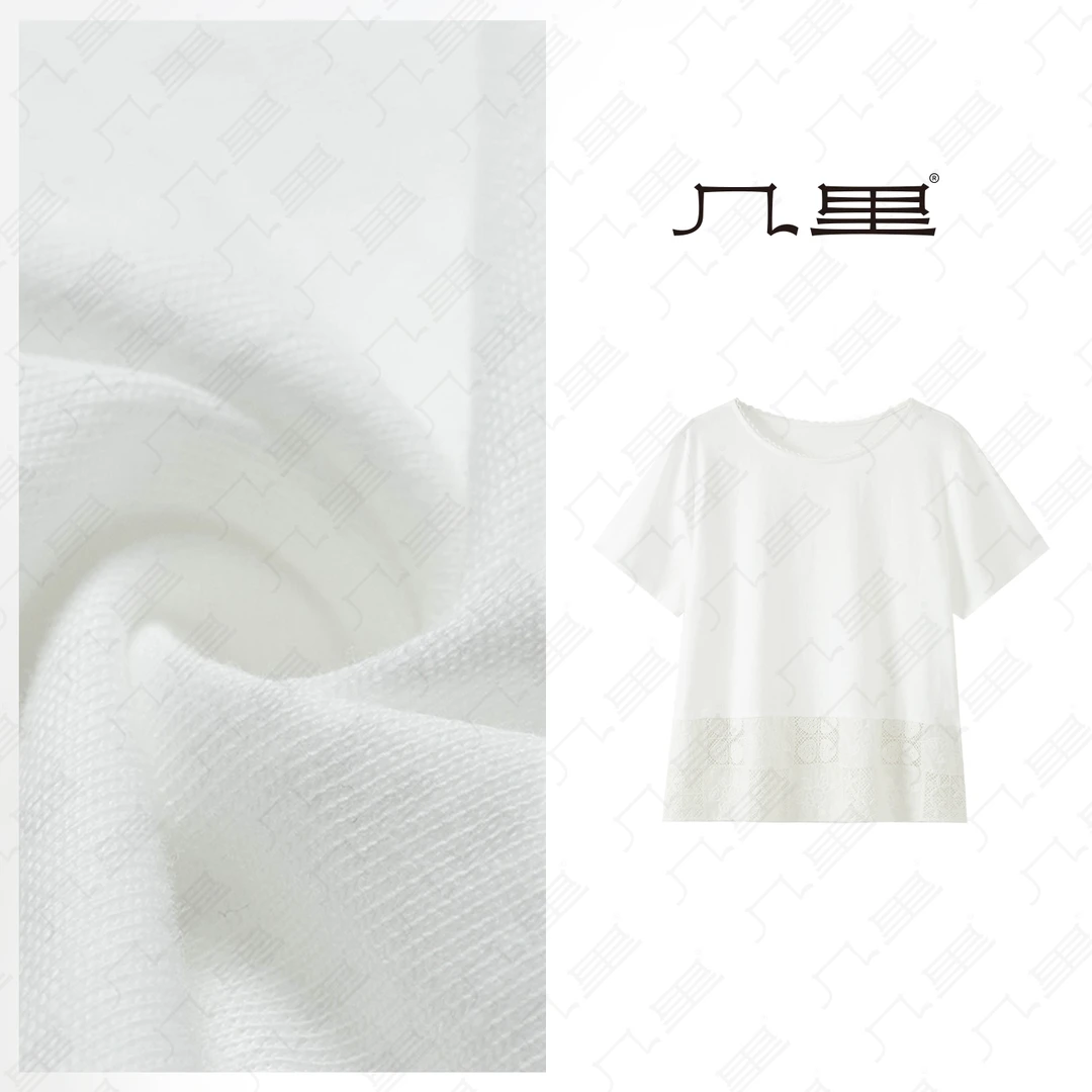 几里与麻 下摆拼接蕾丝短袖T恤 衣长53 胸围102 2042961