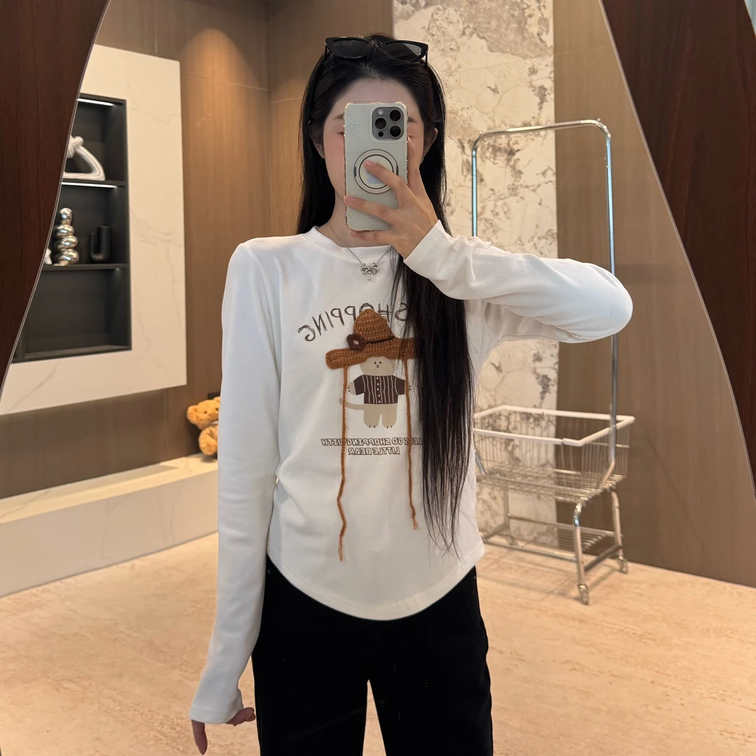 宿慕SUMU设计感时尚百搭软糯舒适显瘦长袖打底衫秋季新款韩版T恤