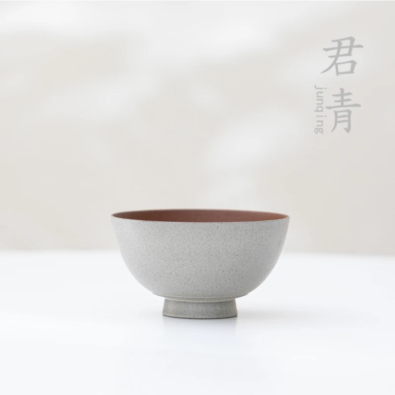 粗陶灰陶釉小碗杯主人杯陶瓷家用简约功夫茶具个人专用品茗杯单杯