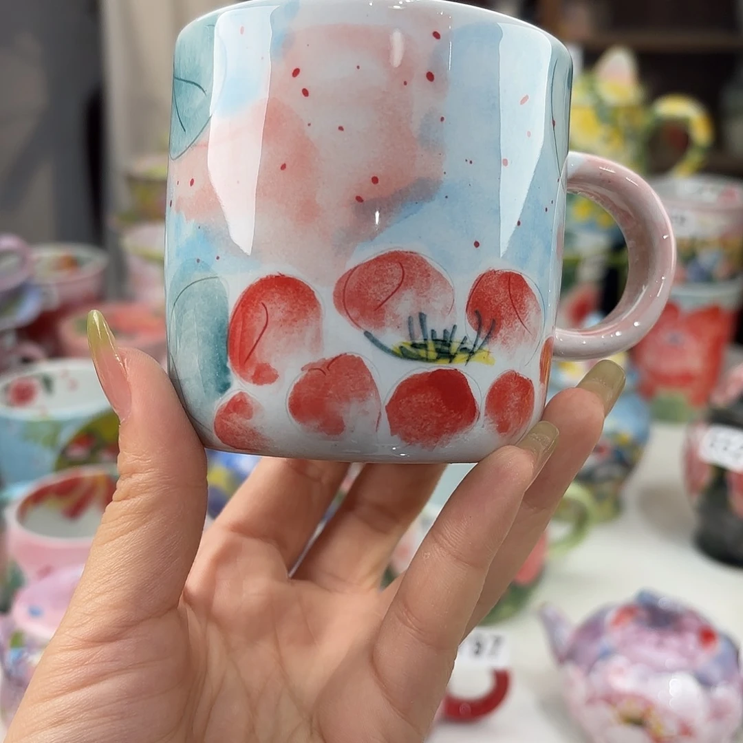 瓷片景德镇手绘高温釉下彩陶瓷茶具