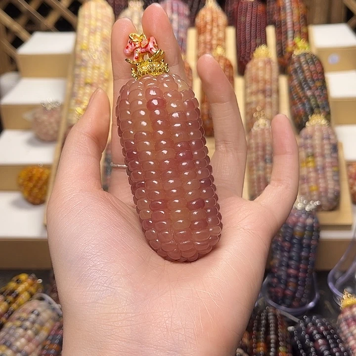 文玩榆木粉色果冻透