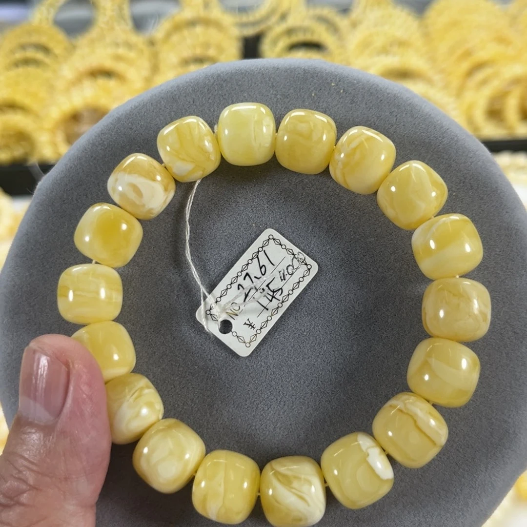 蜜蜡手串未镶嵌纯天然俄料白花