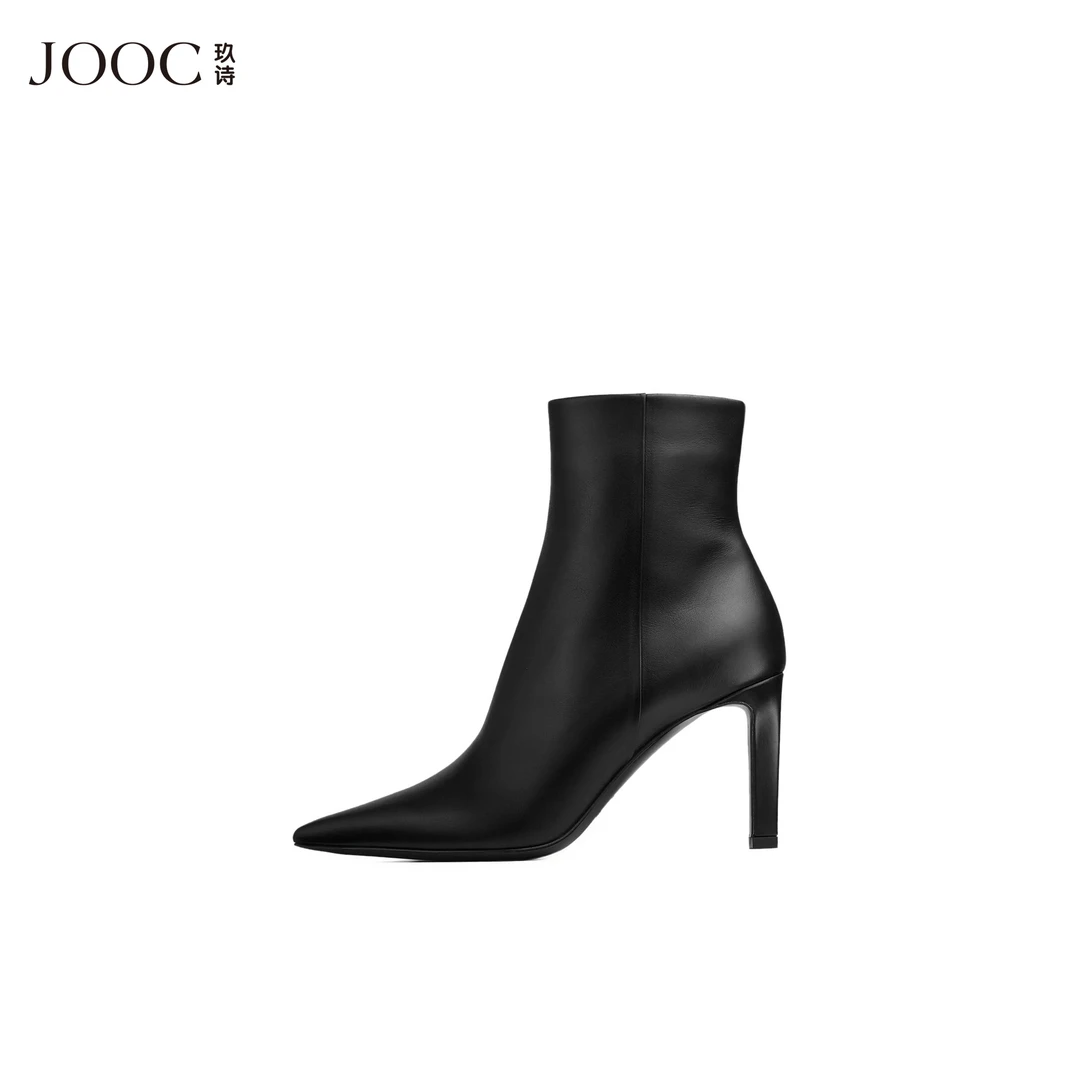 【经典老钱】JOOC玖诗复古细跟短靴女2025秋冬新款性感尖头瘦瘦靴