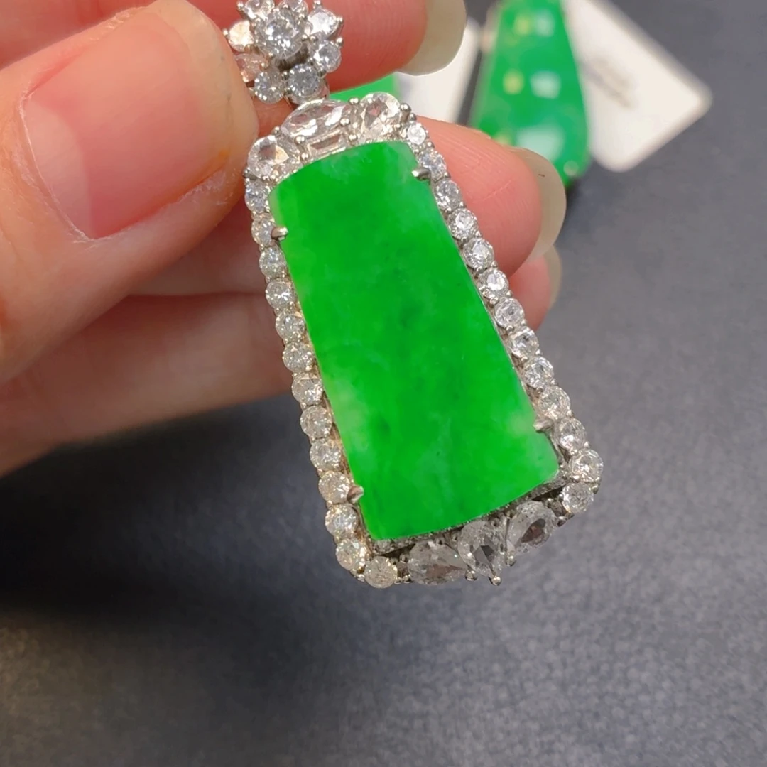 翡翠银S925镶嵌吊坠(不含链)