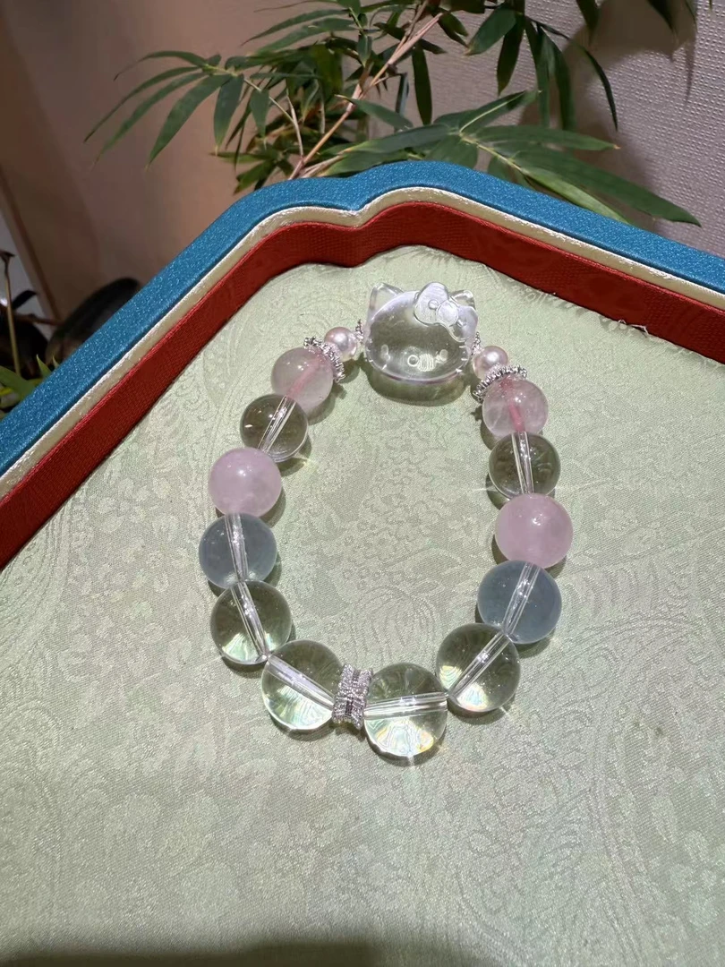 【灰姑娘原创】萌宠潮玩系列天然白水晶凯蒂手串M2200