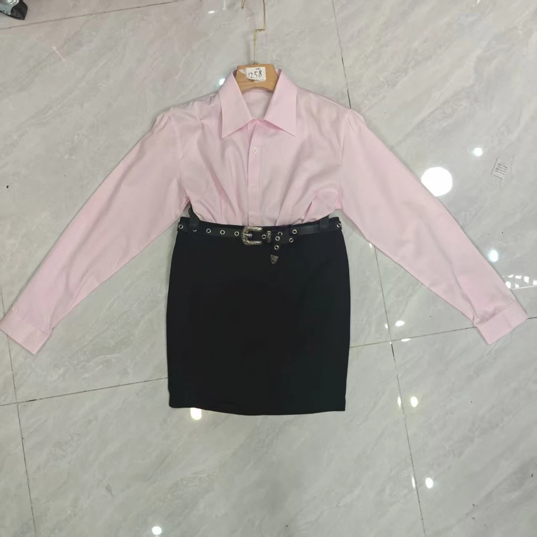 1258+1094(腰带）套装女装半裙A字裙裙子极简风半身裙高腰学院风