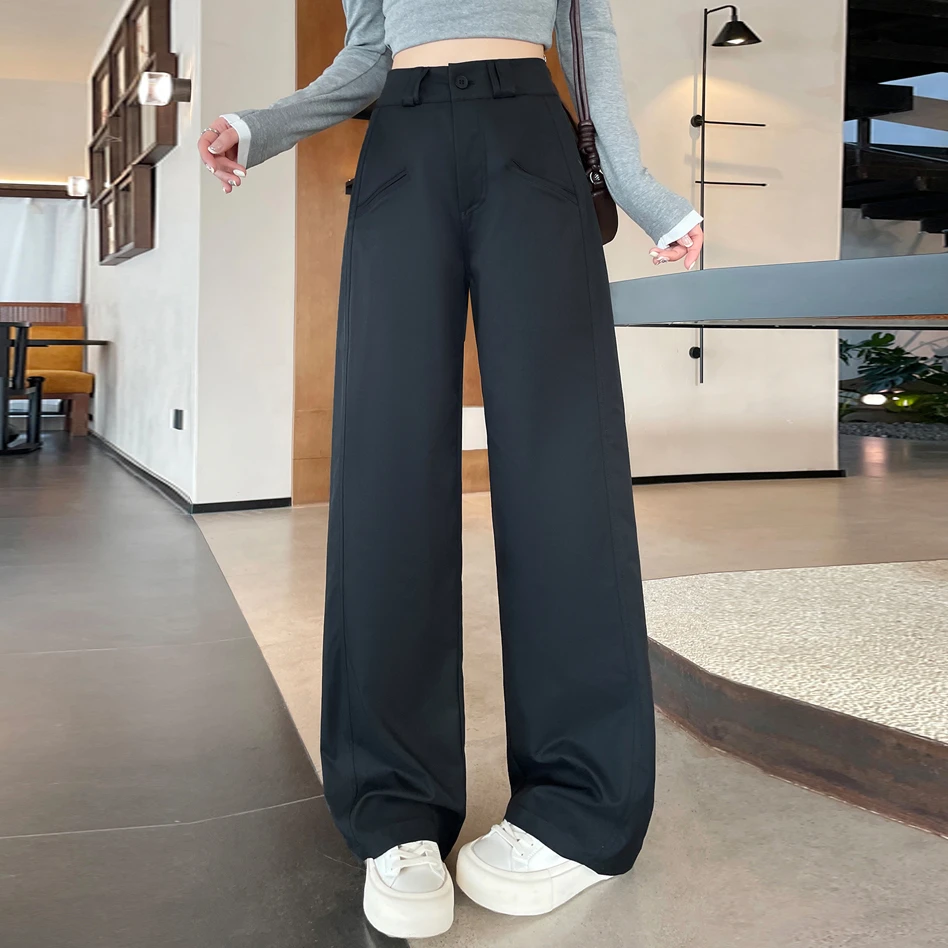 【春上新】高腰直筒休闲裤女2025新品宽松百搭显瘦垂感裤腿西装裤