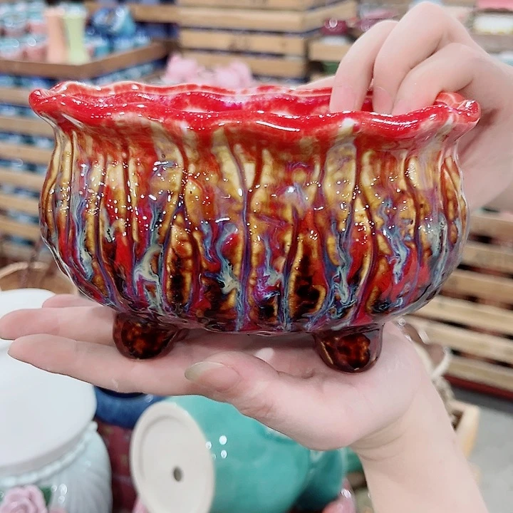 有孔.凑单10元陶瓷花盆发货！