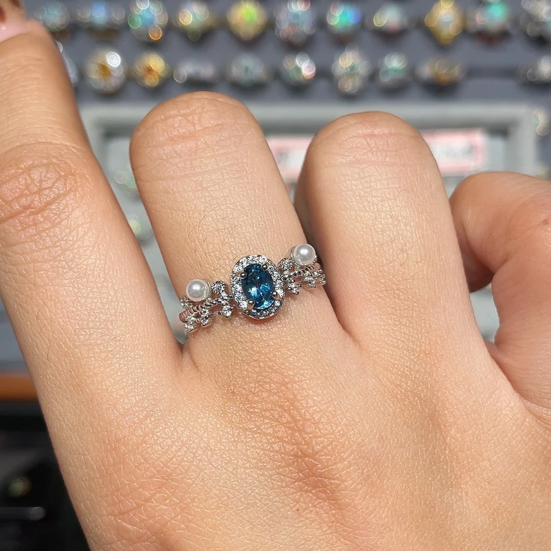 海蓝宝石戒指银S925镶嵌【不退不换 君子协议 慎重下单】