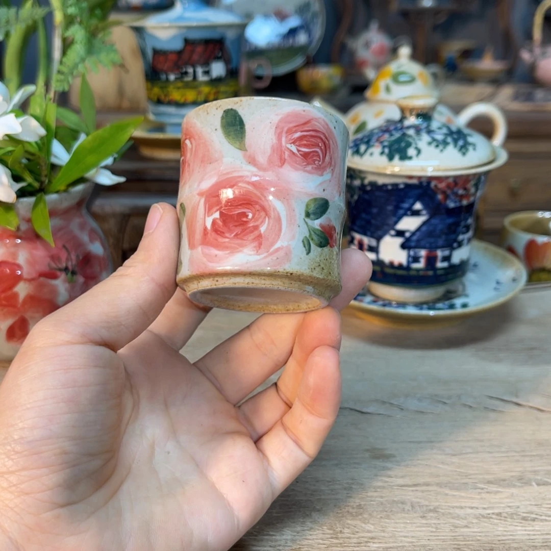 杯青*?素浅陶瓷手工手绘