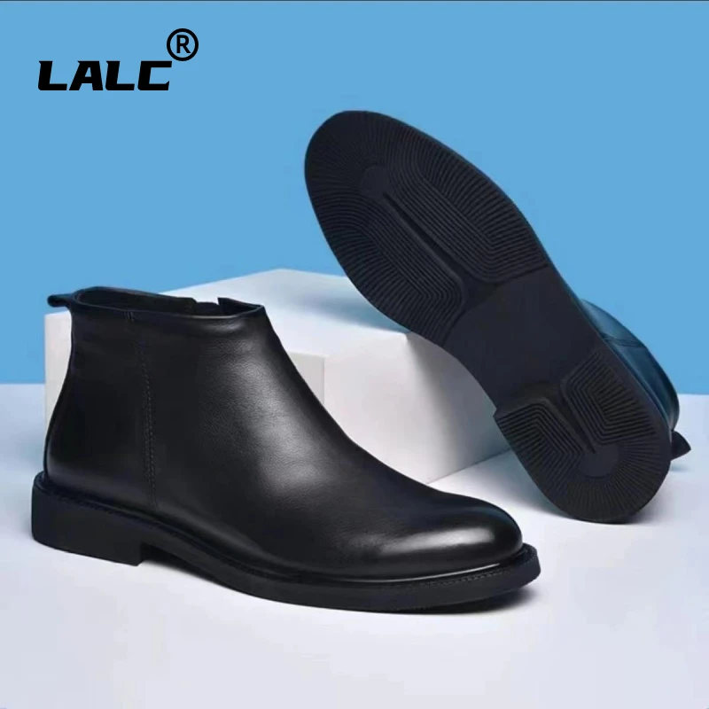 【有单有棉】2024秋冬新款马丁靴棉鞋高帮切尔西男士加绒保暖皮鞋