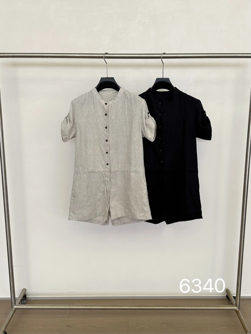 新中式小立领胸前口袋A字圆领亚麻短袖衬衫