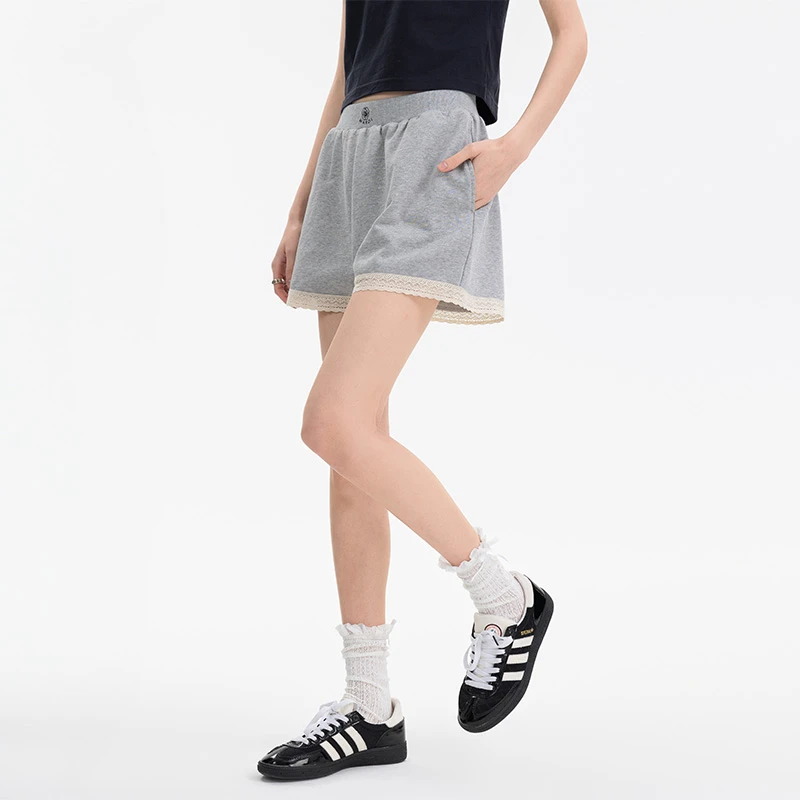 Mardi法式小众潮牌蕾丝边拼接设计感高腰短裤女25夏新款休闲热裤