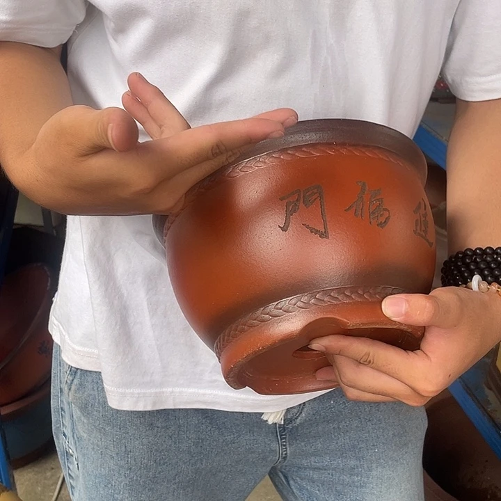 a款财进福门小号花盆紫砂花盆