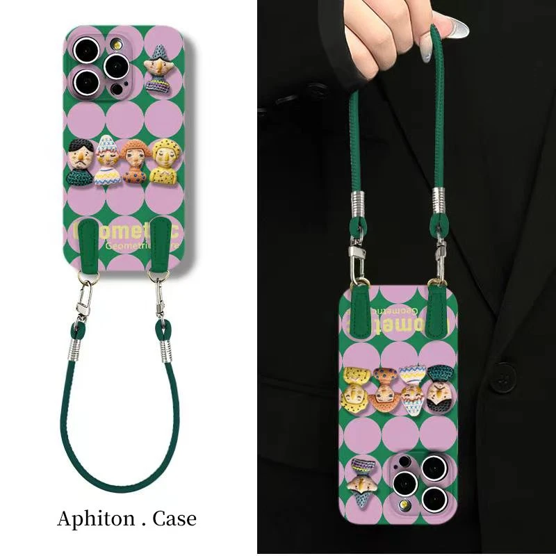 SMBLCE卡通人偶挂绳适用苹果16菲林手机硬壳华为P70vivoppo小米15