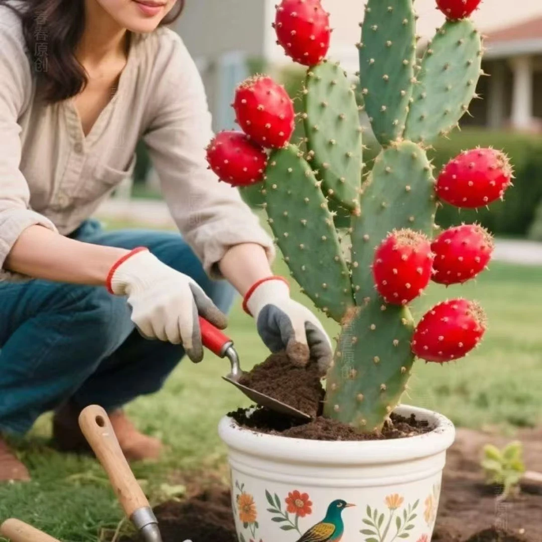 正宗米邦塔仙人掌绿植开花结果可食用果实和叶片易养耐旱懒人植物