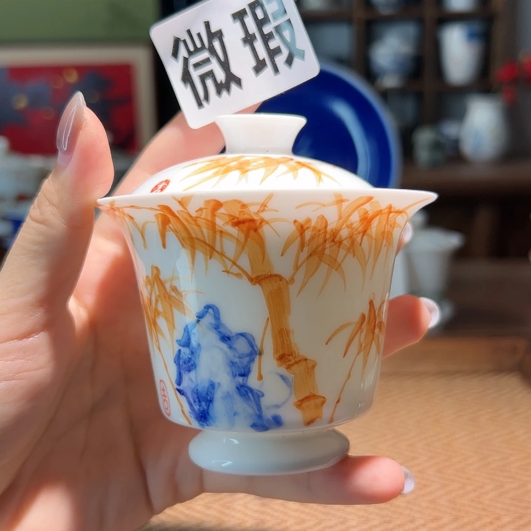 【闪购商品】微瑕 手绘 盖碗