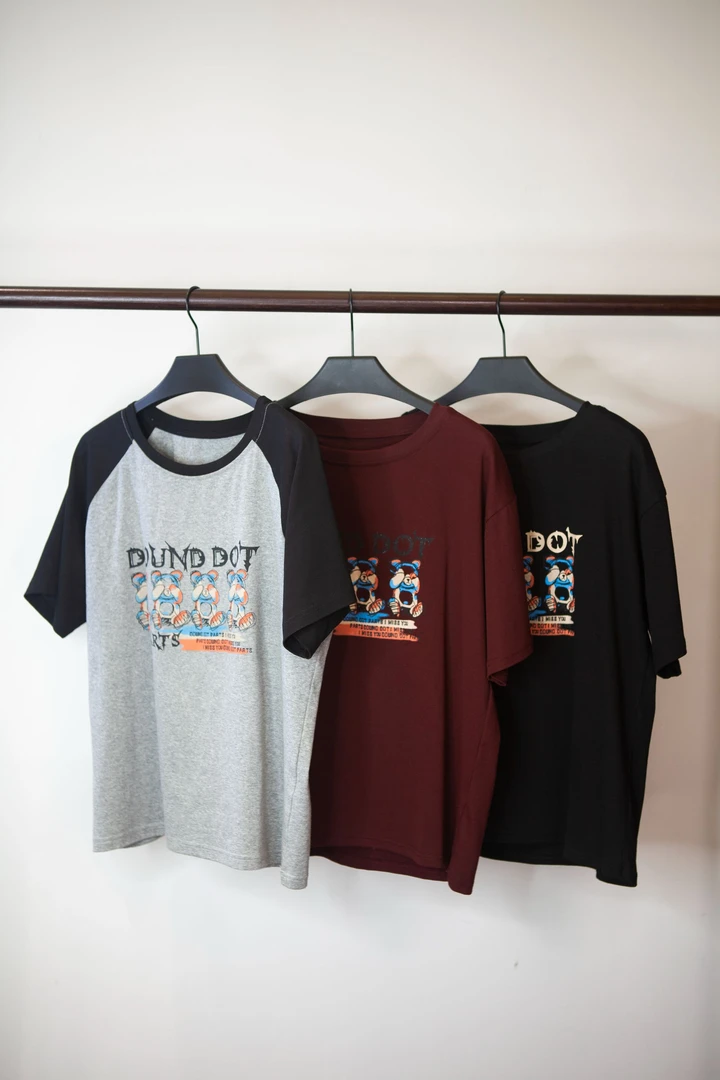 小熊短袖宽松透气印花休闲时尚圆领半袖T恤