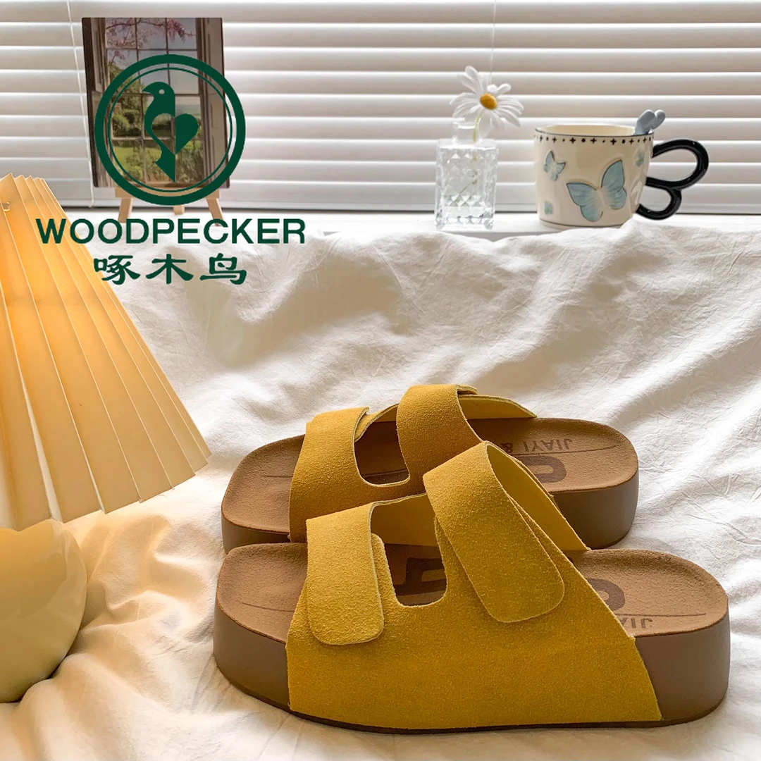 啄木鸟松糕厚底勃肯拖鞋女夏外穿2025新款复古超火一字凉拖鞋凉鞋