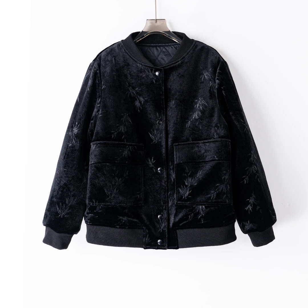 PW241219秋冬新款加厚格子绗棉棉衣棉服大码短款外套棒球服中国风