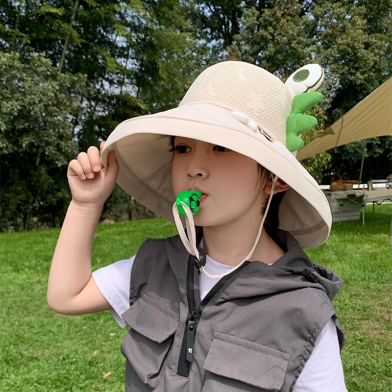 2026儿童渔夫帽夏季遮阳帽宝宝透气网帽超大帽檐男童女童太阳帽子