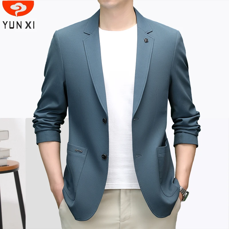春季纯色休闲男装外套男士弹力防晒西服上衣韩版商务高档正品单西