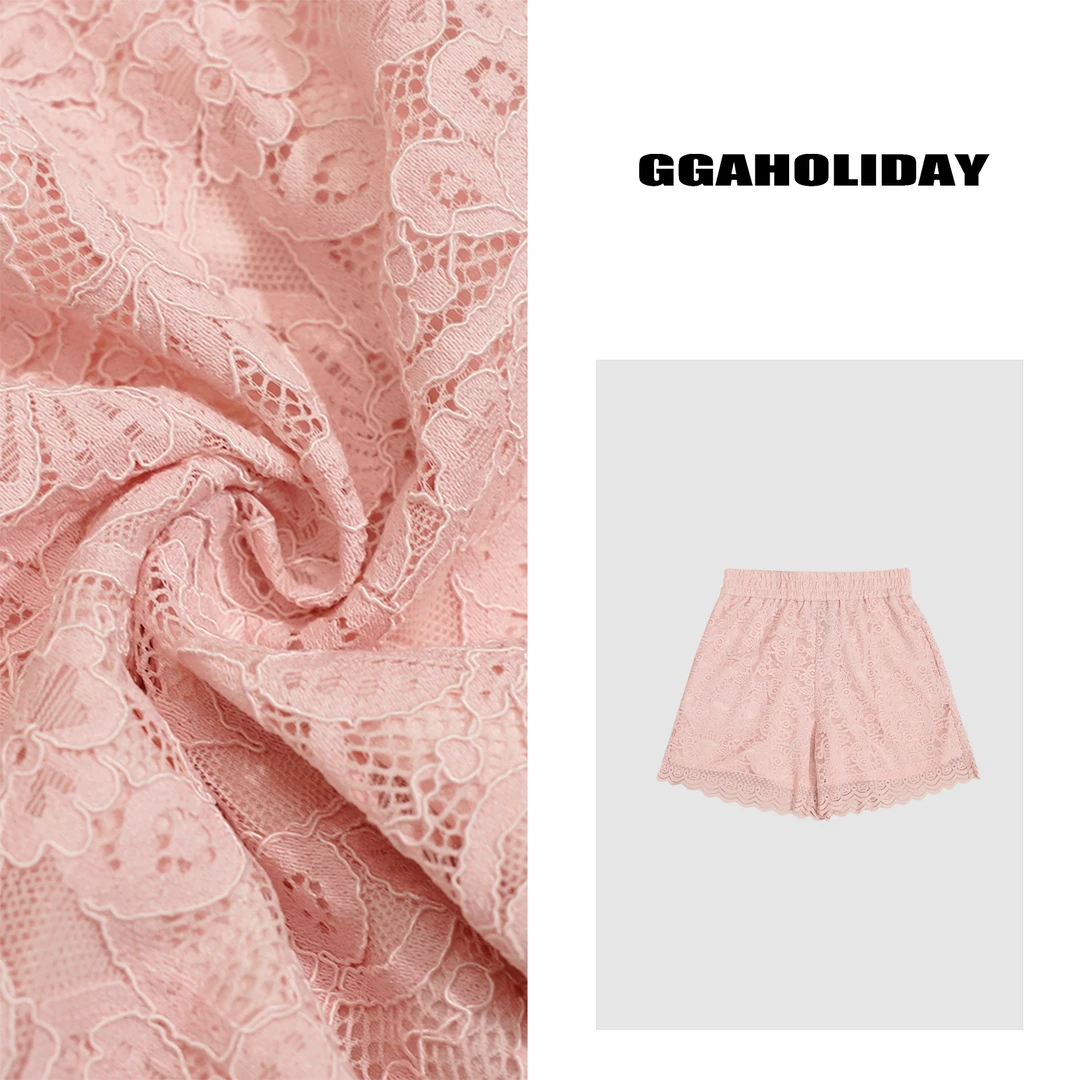 GGAHOLIDAY时尚宽松休闲宽松显瘦百搭薄款阔腿蕾丝短裤-152160