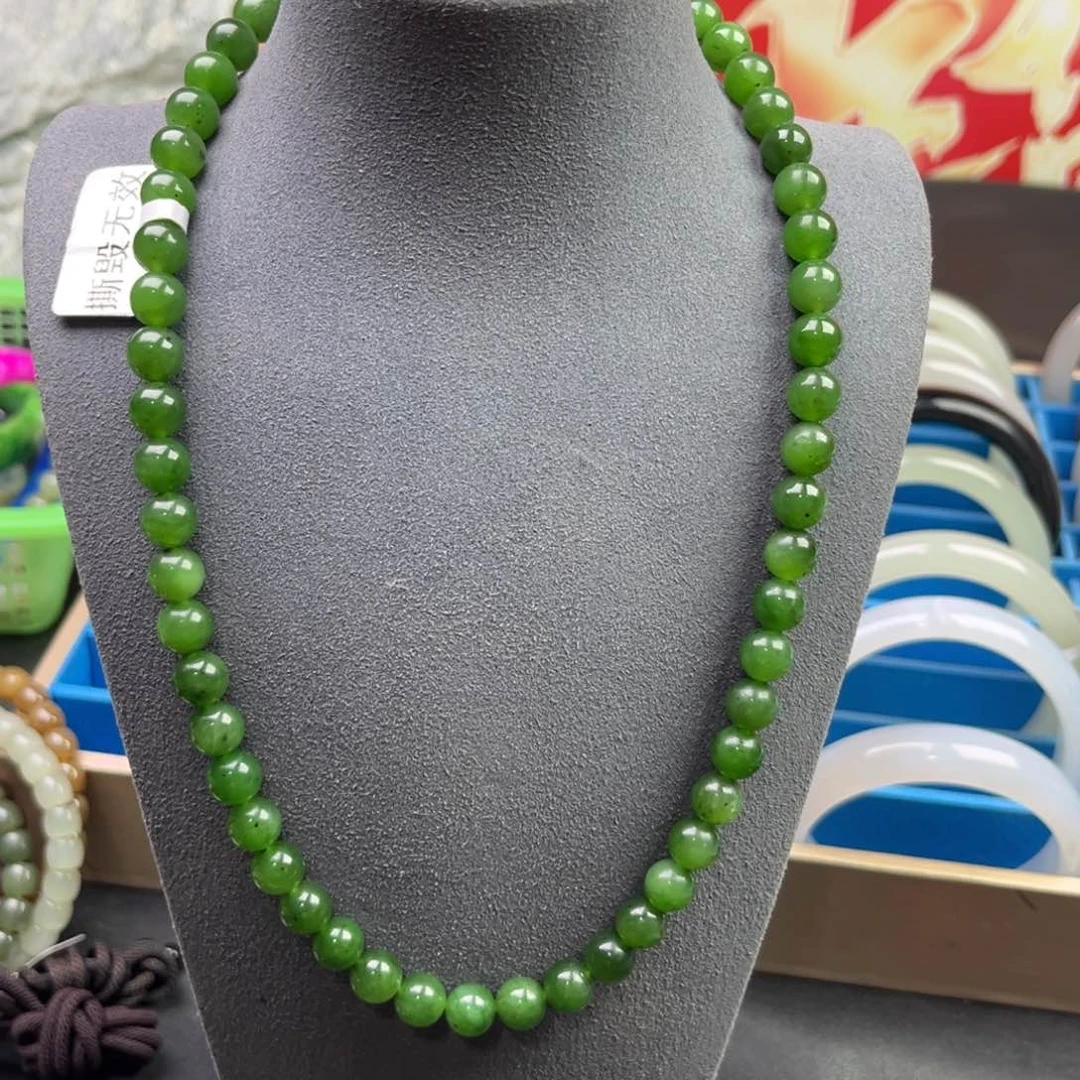 和田玉颈饰未镶嵌多样性俄罗斯碧玉项链卡8辣绿