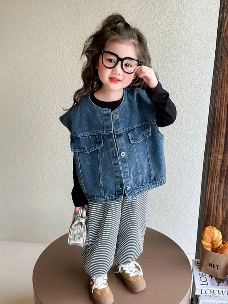 男女童春秋款马甲2025新款洋气百搭马甲儿童宝宝春季春装牛仔马甲