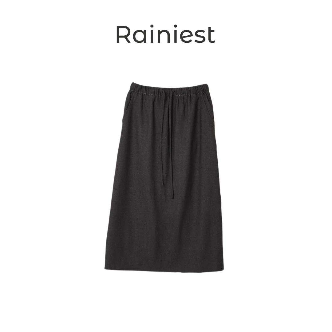 雨哥Rainiest羊毛混纺抽绳A字长裙S259R010G3