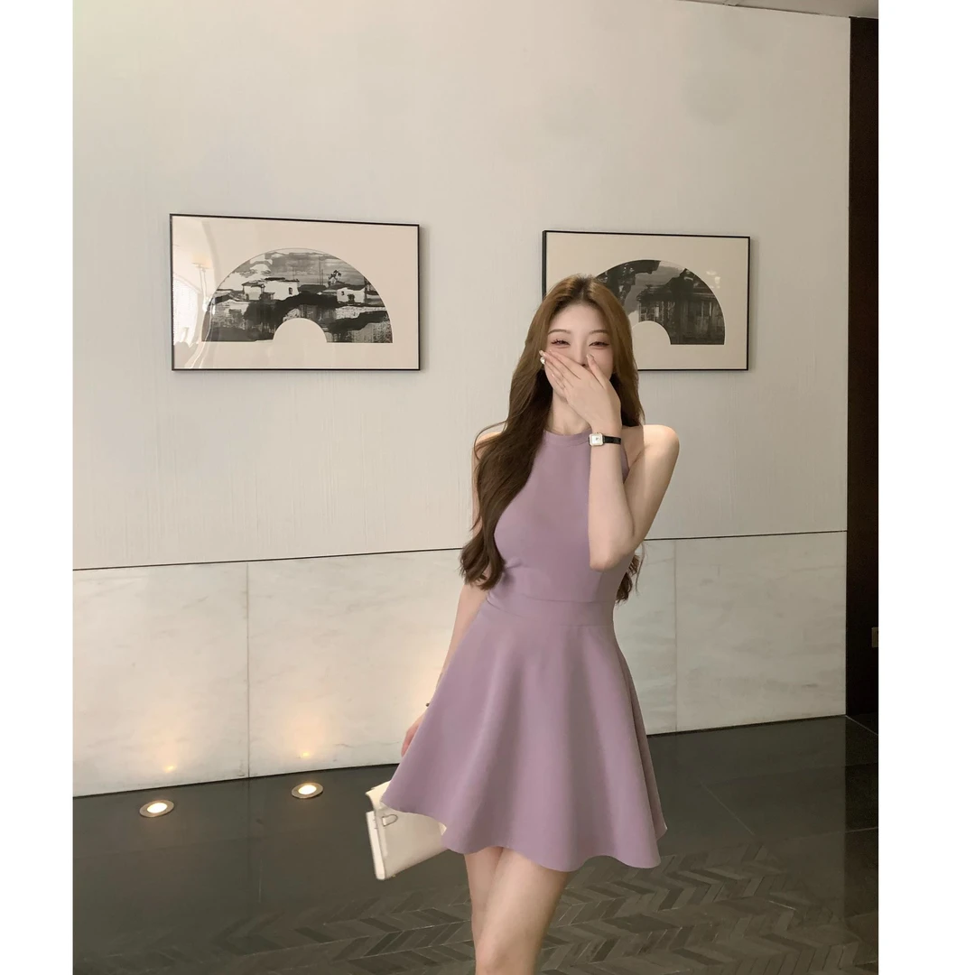 SZA【牧歌恋人】夏季新款高级感气质无袖显瘦收腰短款连衣裙A-2105