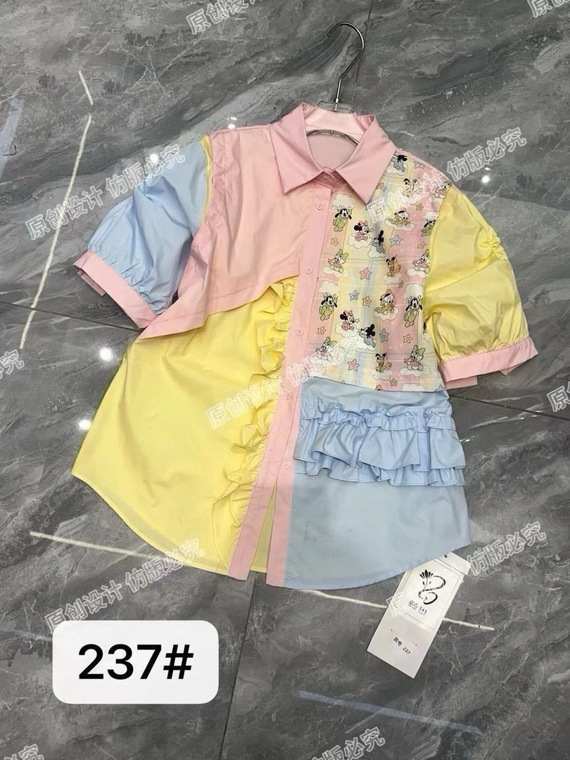 【伊柜精选】南油欧货夏季新款宽松时尚撞色拼接减龄设计感夏季衬衫