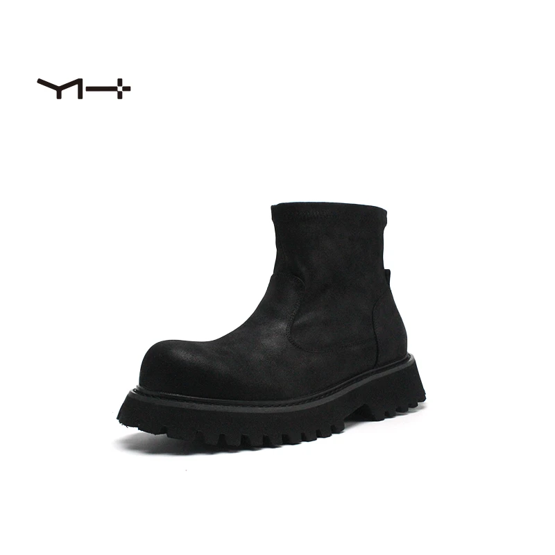 92818切尔西靴男靴复古做旧反绒增高5cm马丁靴厚底高帮黑色秋冬季