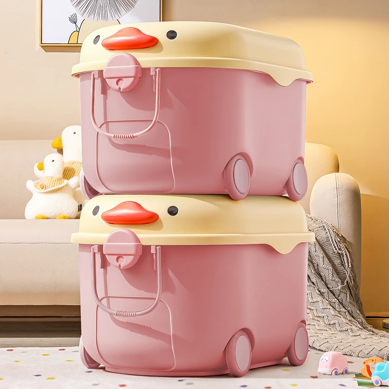 【拍一发二】俏洁萌趣鸭子儿童玩具箱防尘宝宝衣服零食收纳箱储物箱