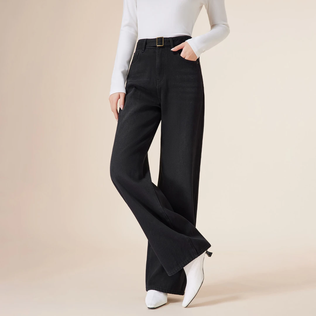 IEF/爱依服2025新款冬季加绒加厚百搭不臃肿牛仔阔腿裤