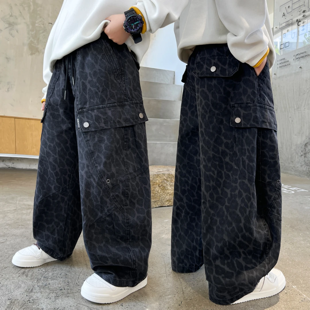 儿童装春秋季工装裤宽松男童帅气阔腿长裤中大童百搭休闲男孩裤子