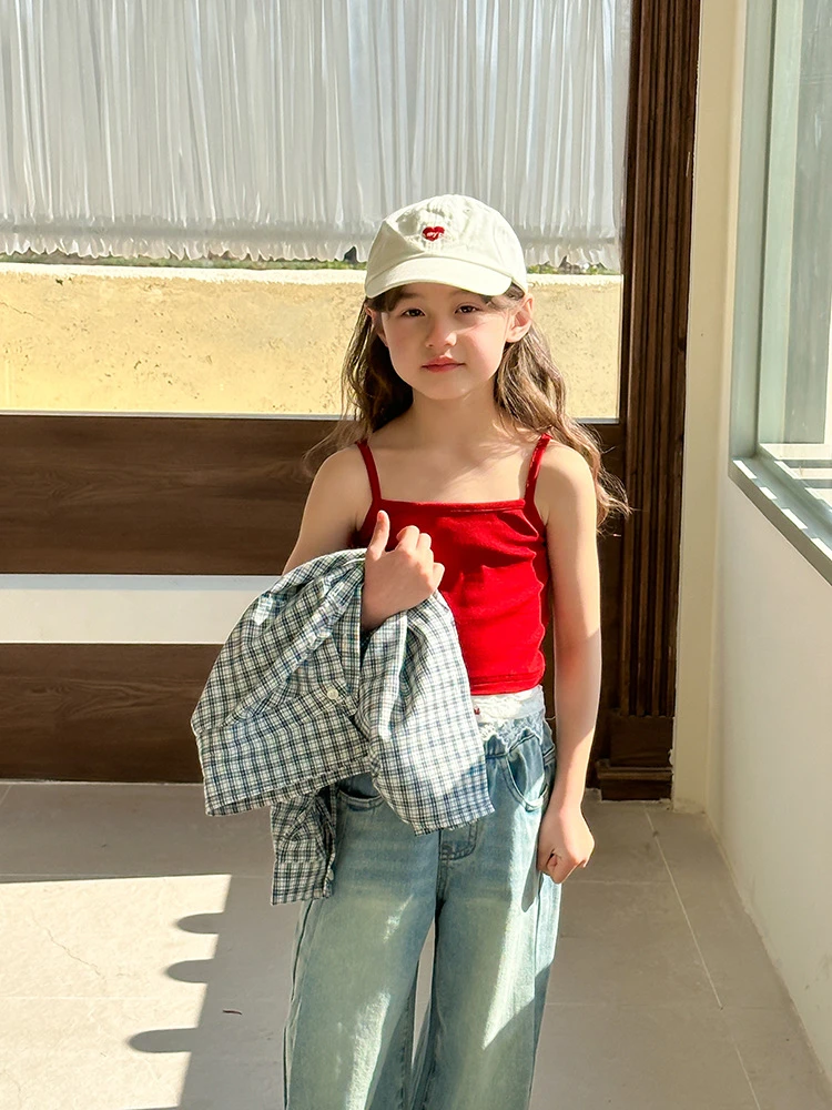 【现货已开价】短款时髦辣妹吊带潮甜美拼接蕾丝字母小背心 25A088