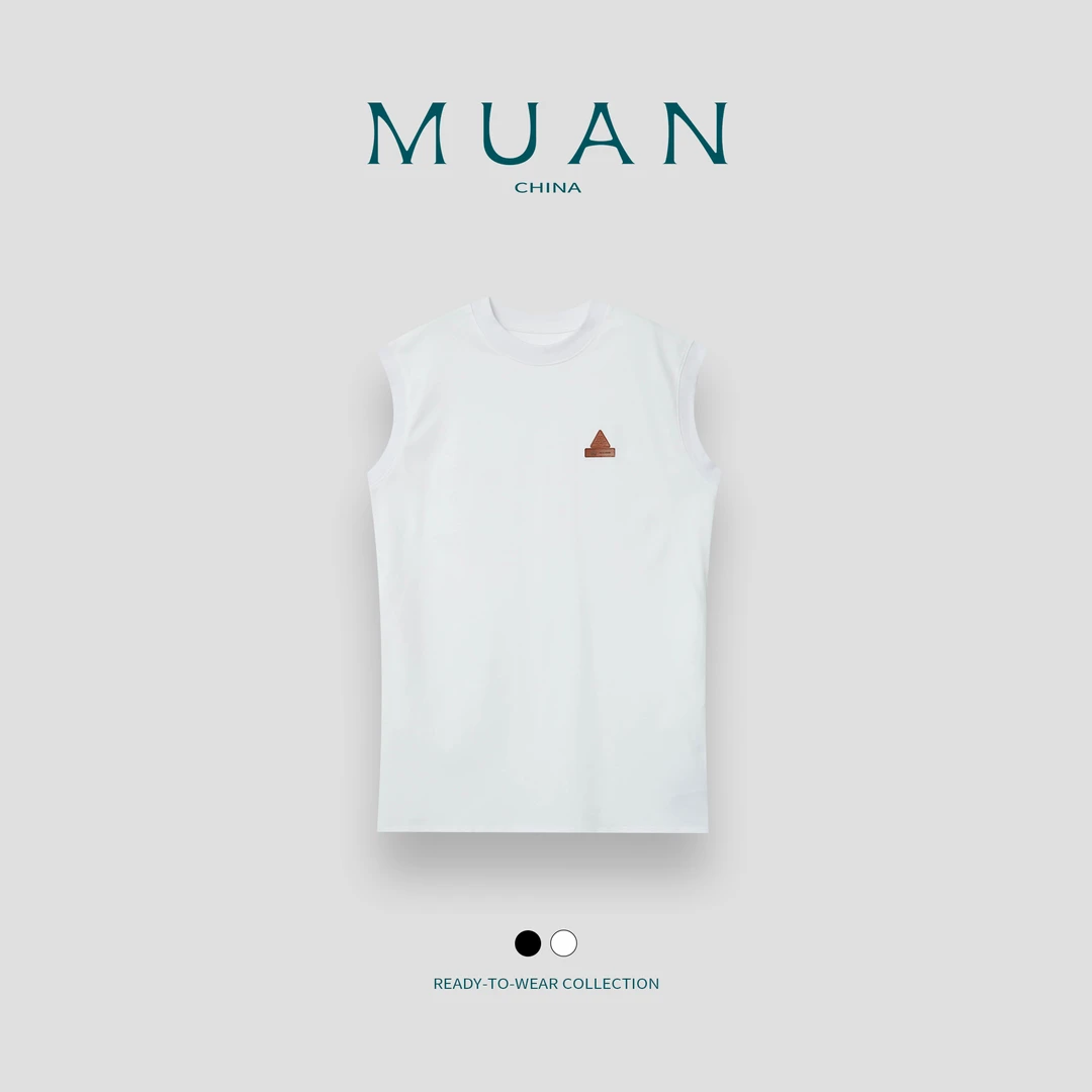 木岸MUAN：《三角标T裙》定制三角标宽松无袖简约背心上衣YJ-23907