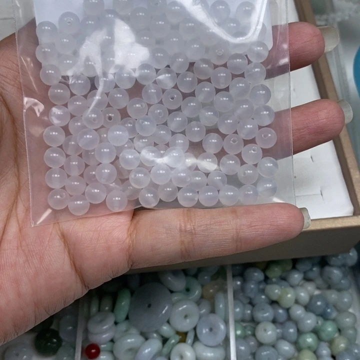 玛瑙/玉髓未镶嵌珠宝半成品卡6白月光120颗