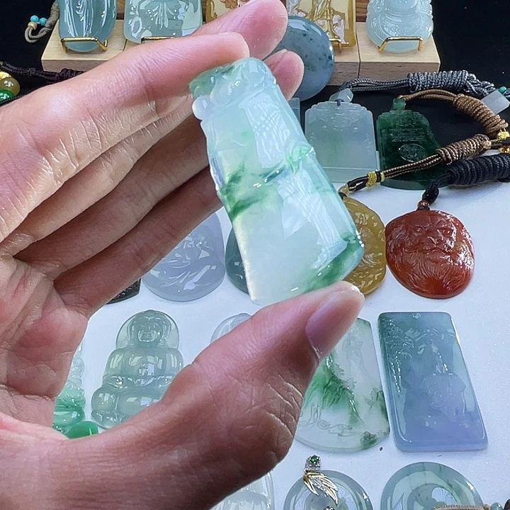 散珠翡翠翡翠竹节挂件